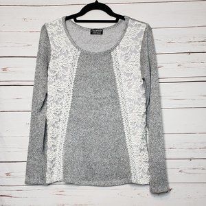 Papermoon Stitch Fix Gray with Lace Accent Sweater